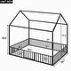 preview thumbnail 4 of 26, Cabin Style Full Size House Platform Bed,Sturdy Metal Bed with Roof,Metal Fence Around Bed with Door