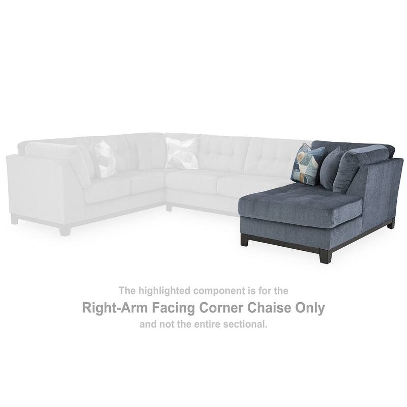 Signature Design by Ashley Maxon Place Dark Blue 3-Piece Sectional with Chaise - 140" W x 100" D x 37" H