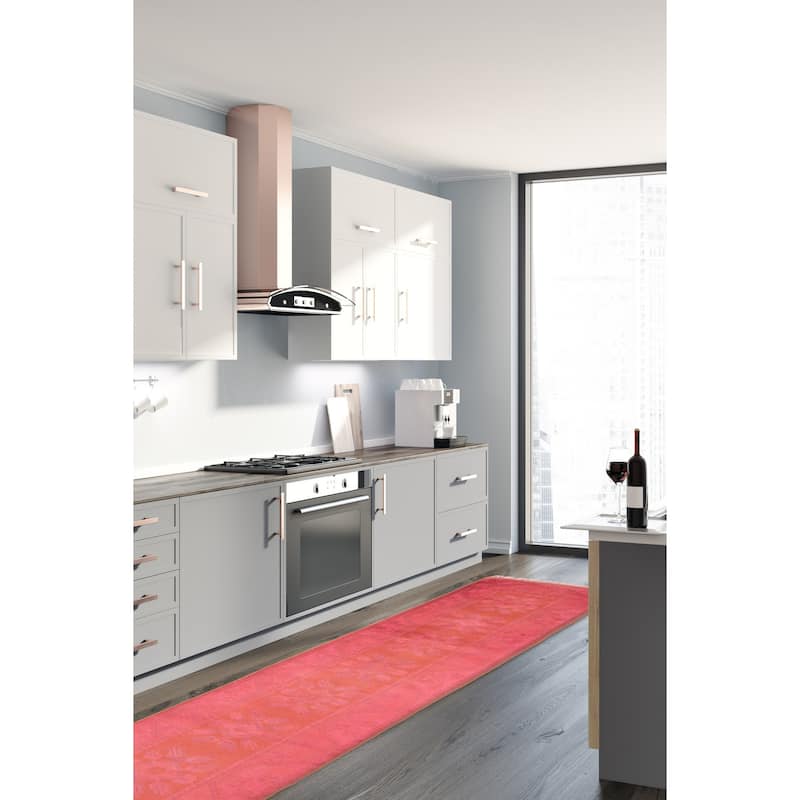 ECARPETGALLERY Hand-knotted Color Transition Pink Wool Rug - 2'8 x 9'11