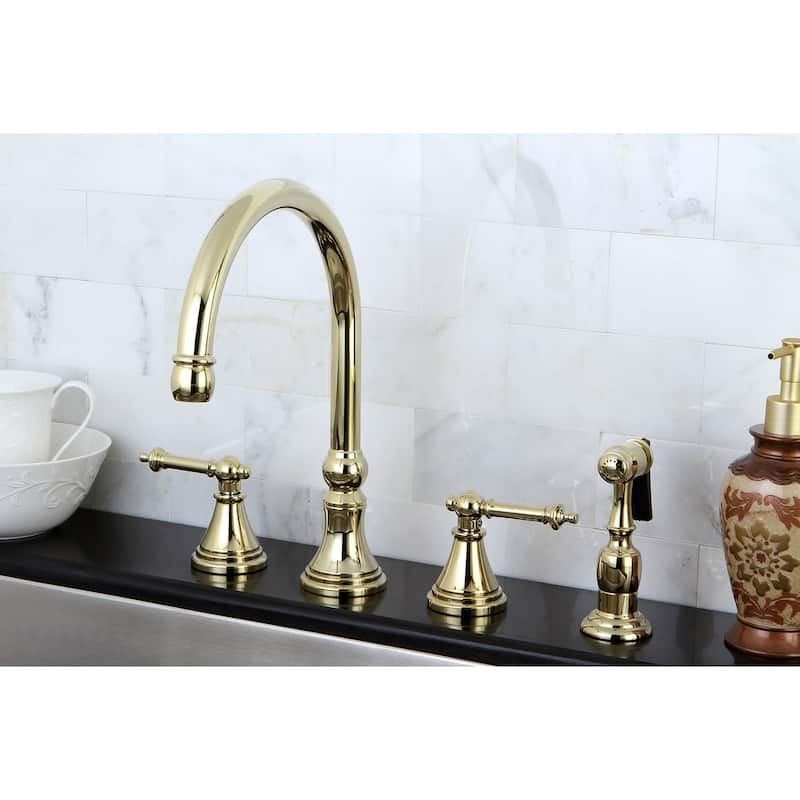 Kingston Brass Templeton Widespread Kitchen Faucet with Metal Lever