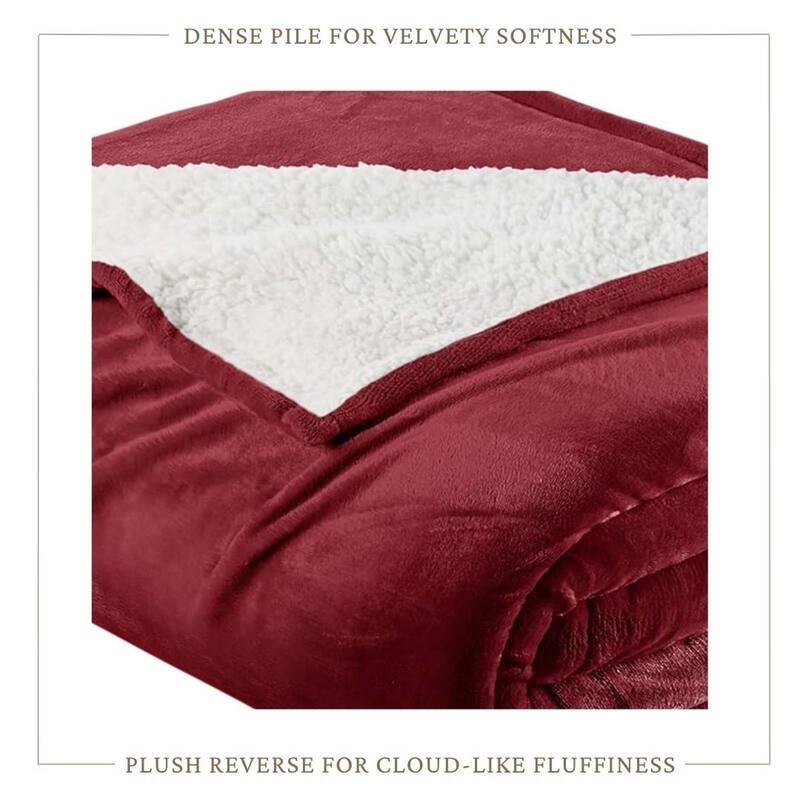 Linery & Co. Velvet Plush Reversible Sherpa Bed Blanket