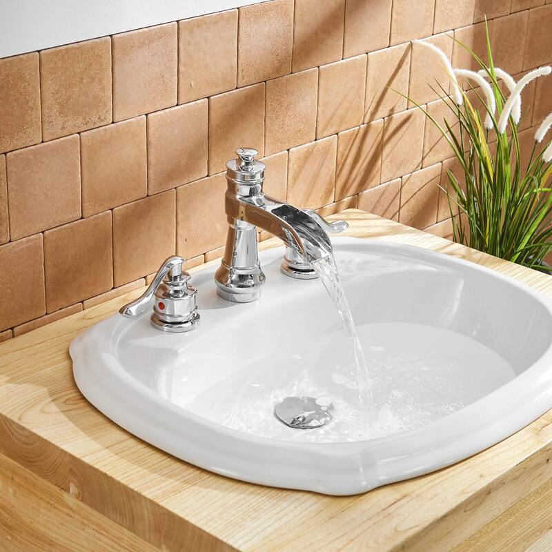 Double Handle Widespread Bathroom Faucet 8 Inch Waterfall Bathroom Sink Faucets 3 Holes Elegent Modern Basin Vanity Taps