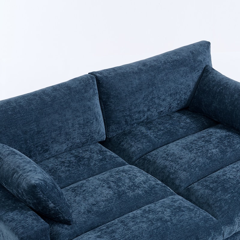 Mid-Century Chenille Adjustable Headrest Chaise Lounge Sofa