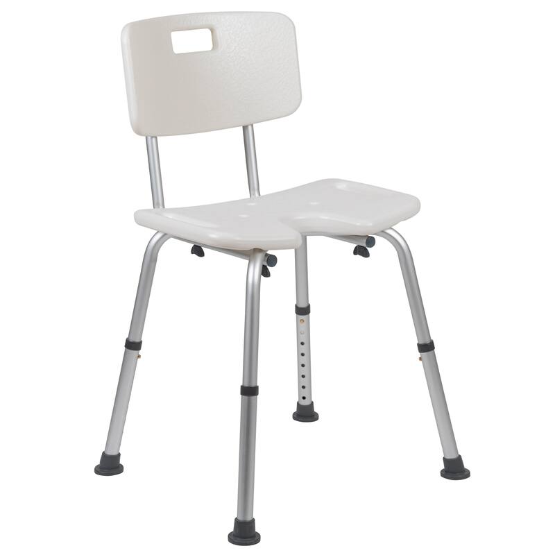 Tool-Free 300 Lb. Capacity, U-Shaped Adjustable White Bath & Shower Chair