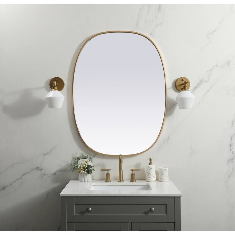 Indigo Home Metal Frame Oval Mirror 30x40 Inch