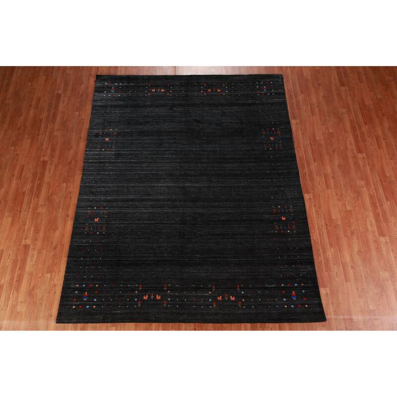 Gabbeh Indian Area Rug Handmade Bedroom Silk Carpet - 7'9" x 9'11"