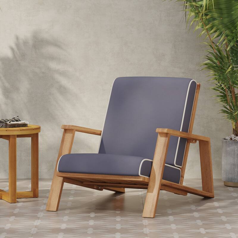 Outdoor Acacia Wood Adirondack Design Club Armchair with Thick Cushion - Dark Grey