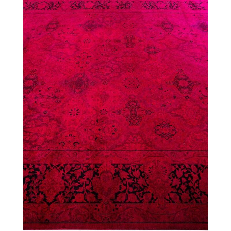 Overton Hand Knotted Wool Vintage Inspired Modern Contemporary Overdyed Pink Area Rug - 8' 3" x 13' 5"