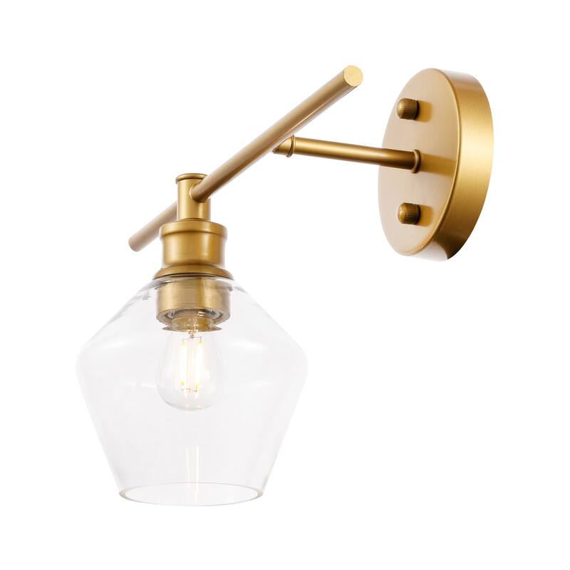 Gerald 1-Light Glass Left Wall sconce - 14.7/10.2 - 14.7/10.2