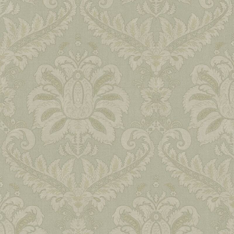 Galerie Wallcoverings Ornamenta Collection Traditional Damask Matte Finish Vinyl on Non-woven Wallpaper Roll - 33-feet long x 21-inches wide - Green