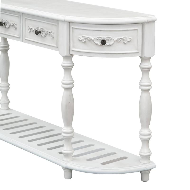 Modern Curved Console Table with 4 Drawers and 1 Shelf