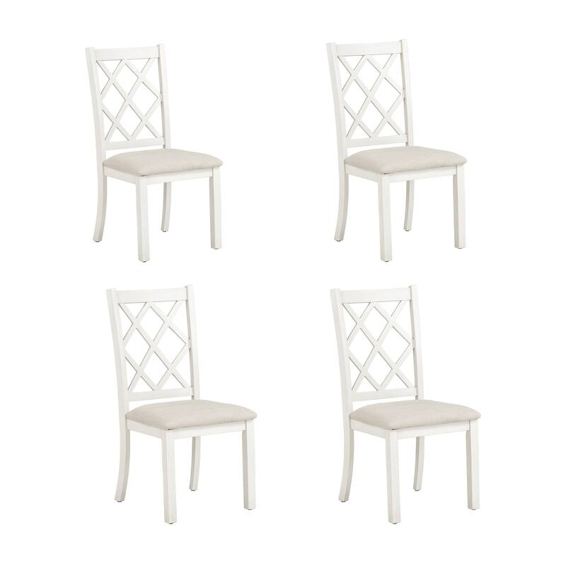 5-Piece Solid Wood Round Dining Table Set with Upholstered Chairs