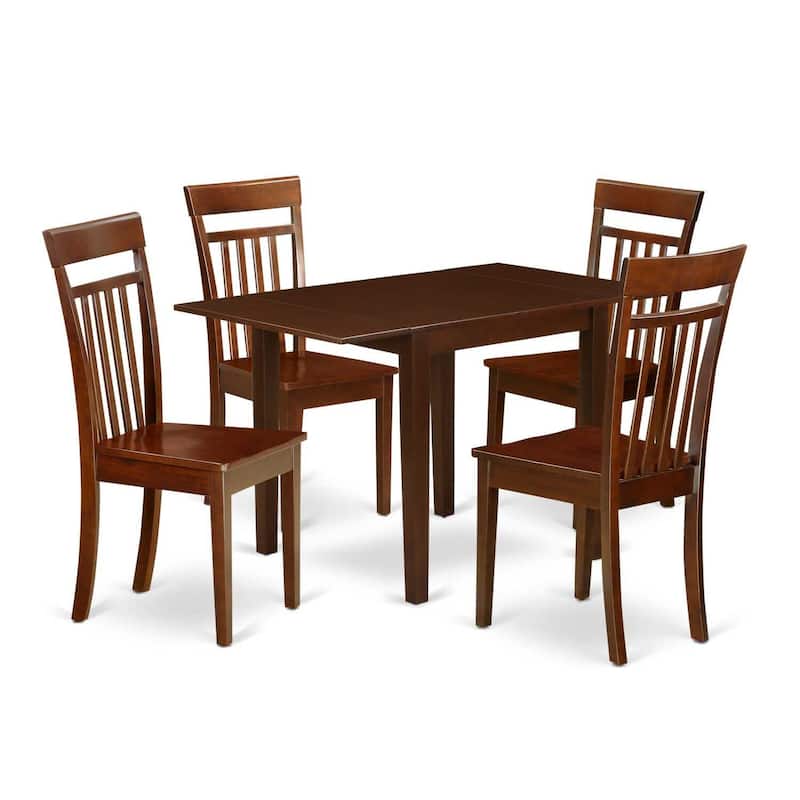 HomeStock 5-Pc Mahogany Finish Solid Wood Top - Dining Room Set - Seats 4