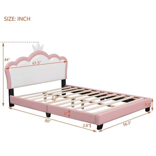 dimension image slide 0 of 4, Upholstered Princess Bed with Crown Headboard