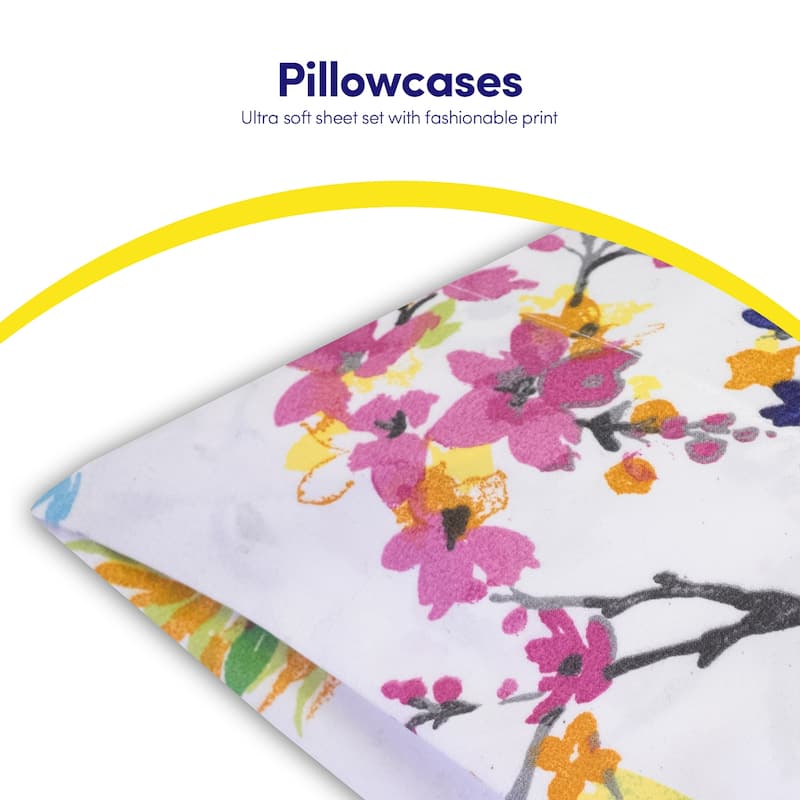 Sweet Home Collection Botanical 4 Piece Printed Sheet Set, Double Brushed Microfiber
