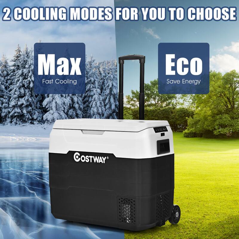 Costway 53 QT Portable Car Refrigerator Dual-Zone Car Cooler for RVs - See details