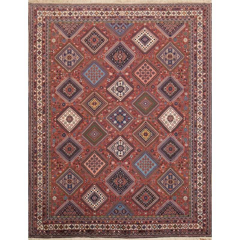 Hand Knotted Oriental 100% Wool Carpet Traditional Tribal Oranges & Rust Yalameh Area Rug - 13' 1'' X 10' 0''