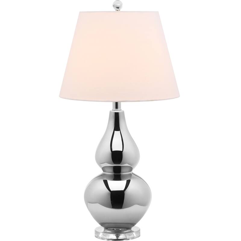 SAFAVIEH Lighting 27-inch Cybil Silver Double Gourd Table Lamp - 14"x14"x26"