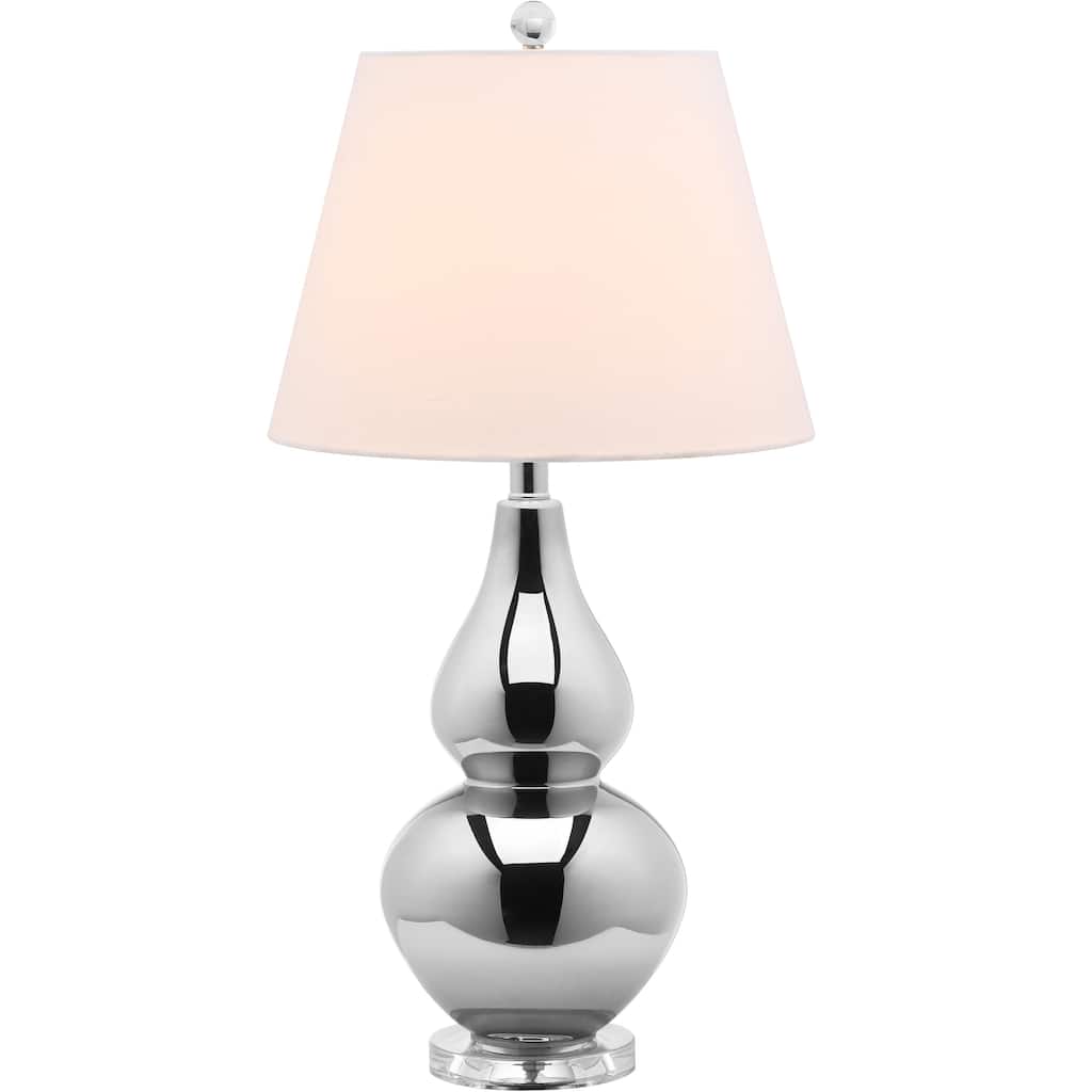 SAFAVIEH Lighting 27-inch Cybil Silver Double Gourd Table Lamp - 14"x14"x26"