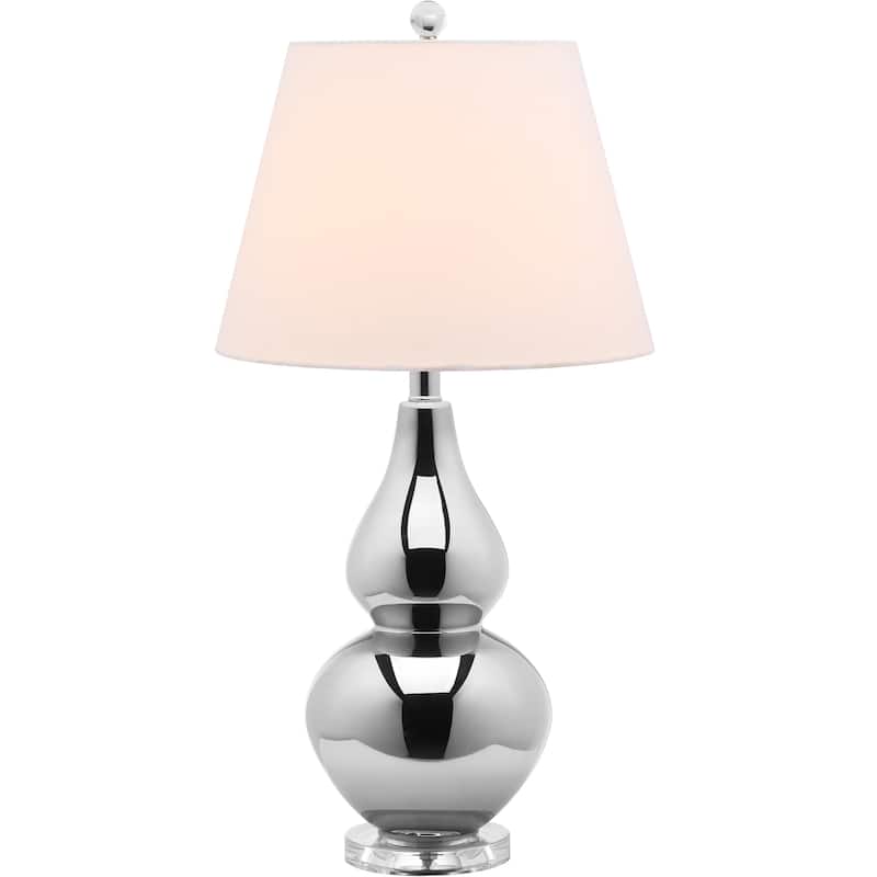 SAFAVIEH Lighting Nia 27-inch Silver Double Gourd Table Lamp - 14"x14"x26" - 14Wx14Dx26H