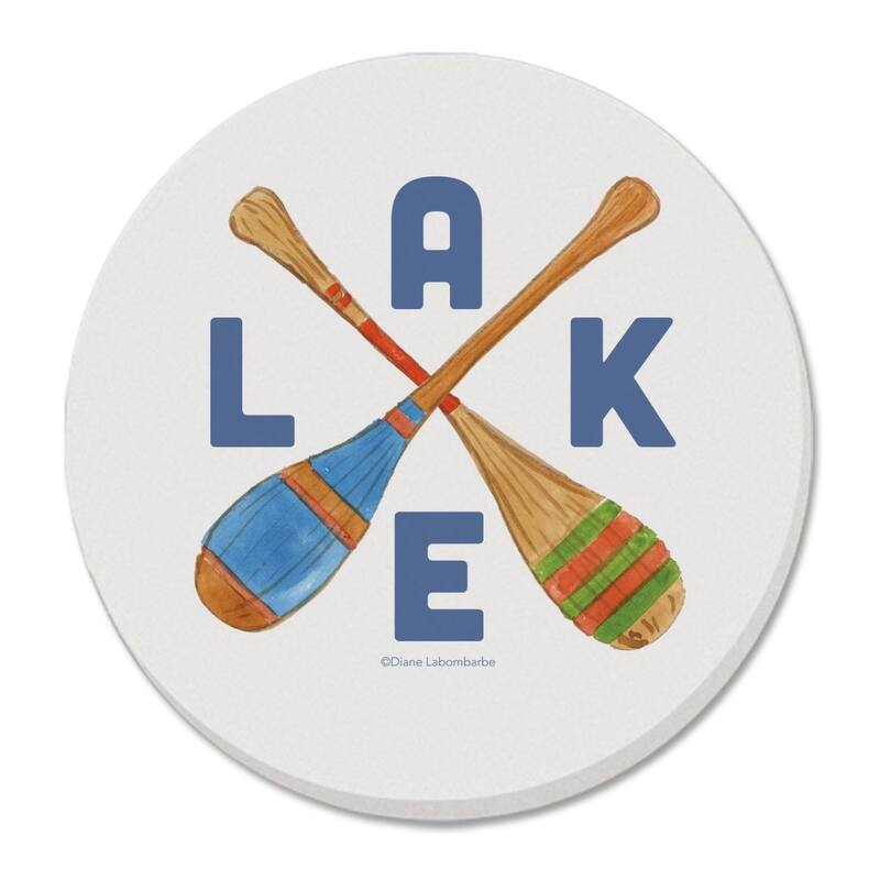 Lake Livin 4 Pack Absorbent Stone Coasters with Protective Cork Backing Made in The USA Absorbent Easily Wipes Clean - Multi