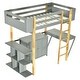 preview thumbnail 28 of 32, Twin Size Loft Bed with Built-in Storage Cabinet, Cubes & Foldable Desk, Solid Wood Loft Bed Frame for Kids Teens Adults