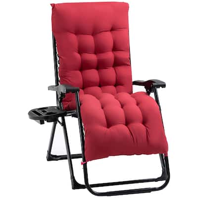 Zero Gravity Chair, Folding Reclining Lounge Chair with Padded Cushion, Side Tray for Patio, Camping, and Backyard