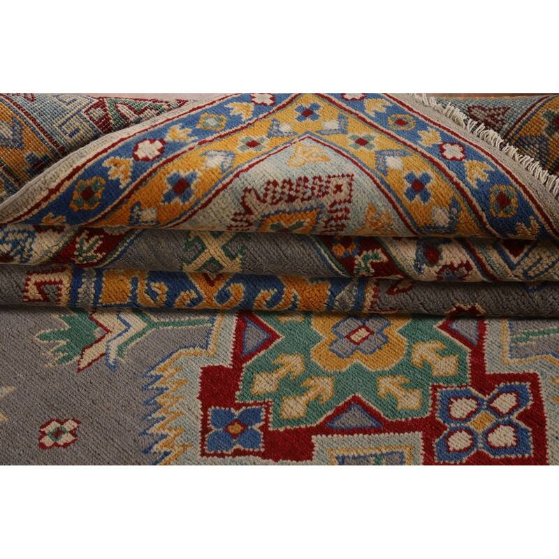 Gray Kazak Area Rug Handmade Wool Carpet - 8'1" x 12'4"