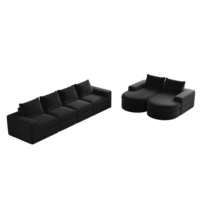 Roomfitters 99" Modern Chenille Cloud Curved Sectional Sofa with Chaise, L-Shaped Couch, for Living Room or Apartment
