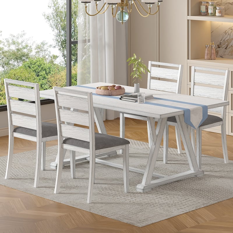Javlergo Rectangular Dining Table and Chairs Set for 4-8,Modern Kitchen Table Set with Removable Leaves Space Saving - 5-Piece Sets - Grey