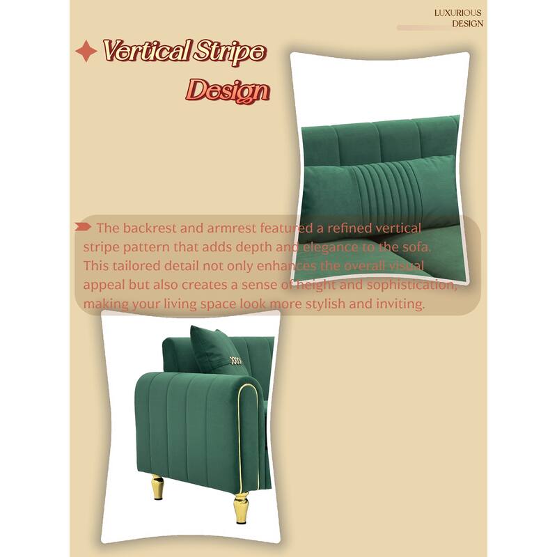 87.4" Luxury Loveseat Sofa with Metal Legs, Round Arms