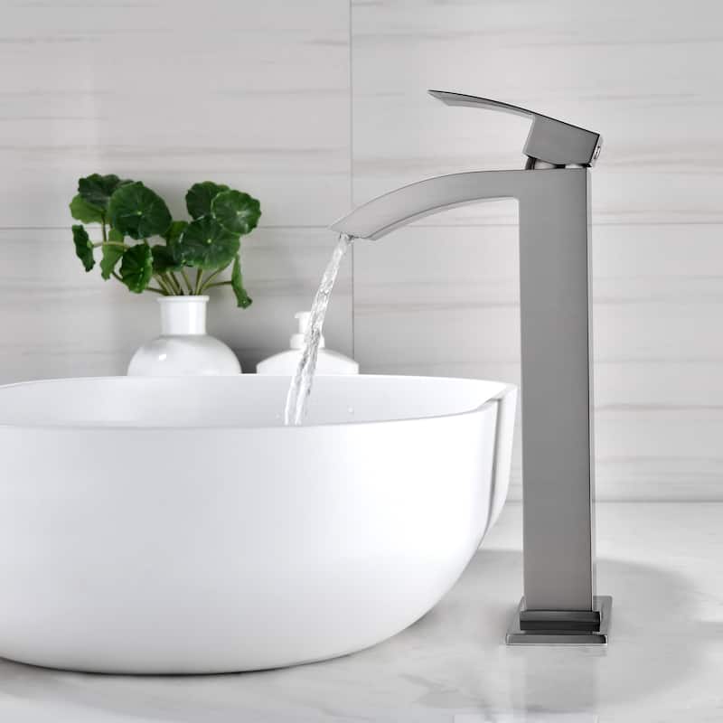 Rbrohant Single Handle Bathroom Vessel Sink Faucet, Waterfall Single Hole Basin Faucets