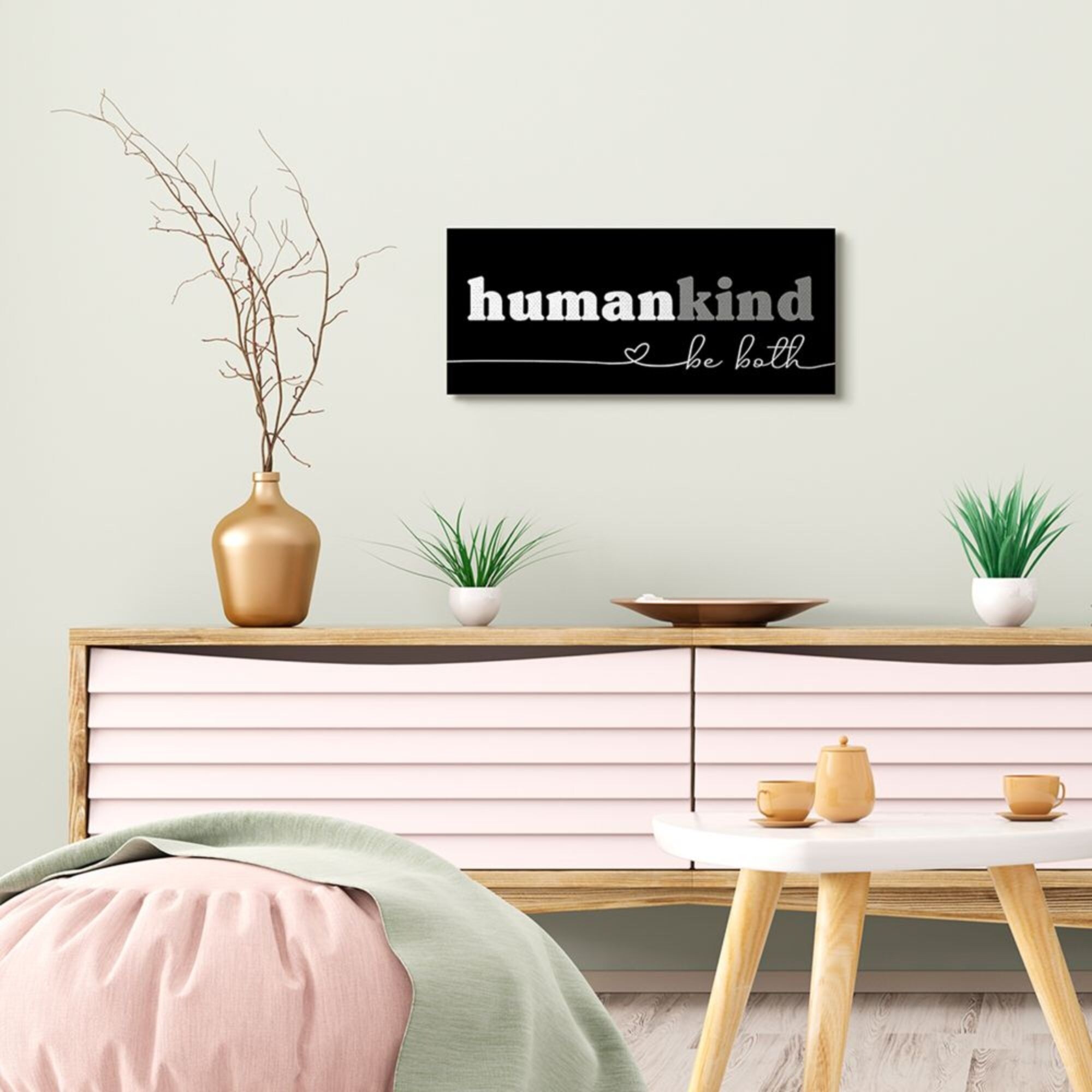 Stupell Human Kind Word Play Motivational Phrase Canvas Wall Art-image