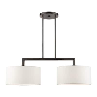 Livex Lighting 2 Light Black Chrome Linear Chandelier, 45492-46 - 35" L x 14" W x 18" - 48" Adj. H