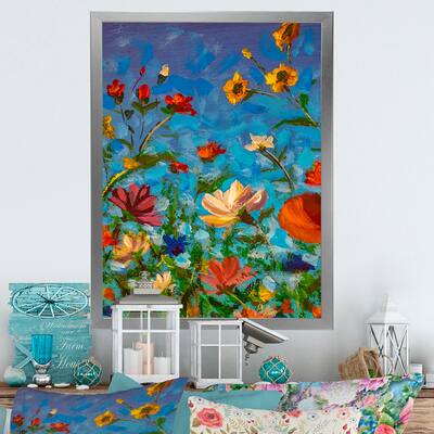 Designart "Fred And Yellow Lowers Spring Summer" Traditional Framed Wall Art