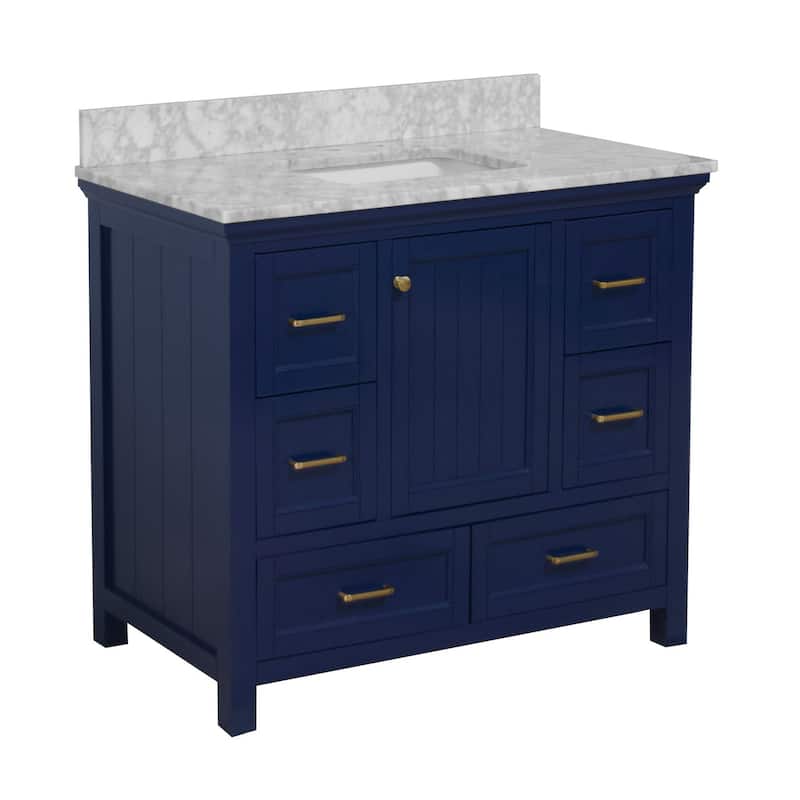 KitchenBathCollection Paige 42" Bathroom Vanity with Carrara Marble Top