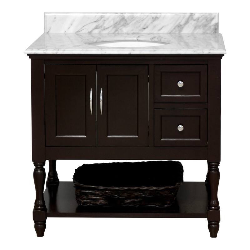 KitchenBathCollection Beverly 36" BathroomVanity w/ Carrara Marble Top
