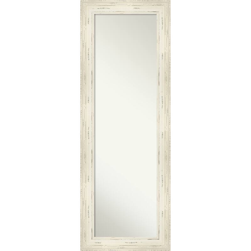 Non-Beveled Wood Full Length On The Door Mirror - Alexandria Whitewash Frame - Alexandria Whitewash - Glass Size: 14. x 48