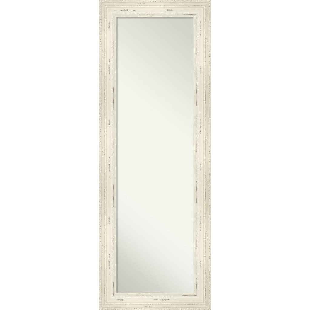 Non-Beveled Wood Full Length On The Door Mirror - Alexandria Whitewash Frame - Alexandria Whitewash - Glass Size: 14. x 48