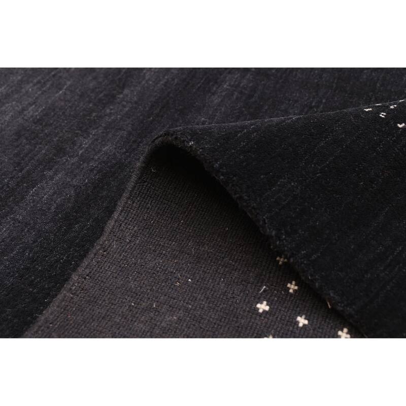 ECARPETGALLERY Hand Loomed Kashkuli Gabbeh Dark Navy Wool Rug - 4'10 x 7'8