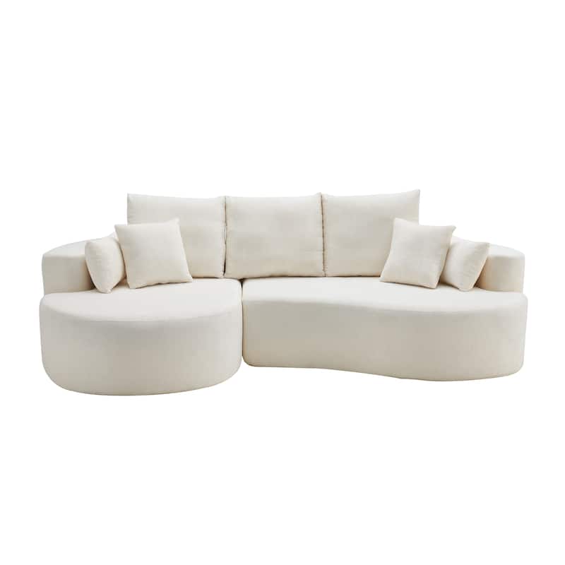 Christopher Knight Home - 106'' Cloud Curved Sectional Sofa with Right Chaise Lounge and Ultra-Soft Foam Comfort