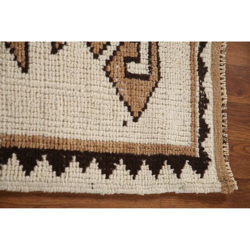 Natural Dye Ivory Anatolian Turkish Runner Rug Handmade Wool Carpet - 2'7"x 11'9"