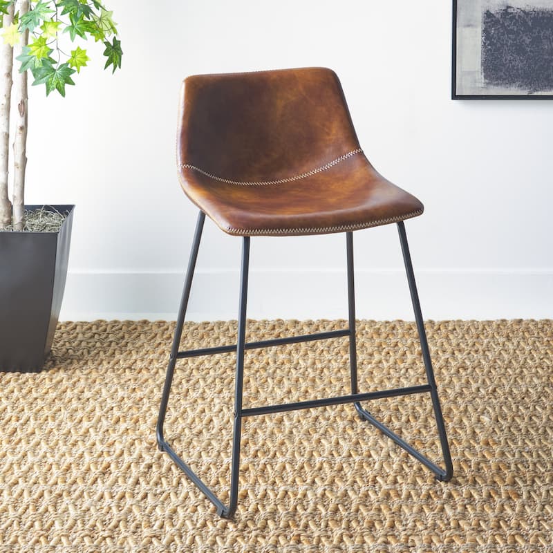 SAFAVIEH Acela 24-inch Counter Stool - 19"W x 20"D x 34"H - Brown/Black