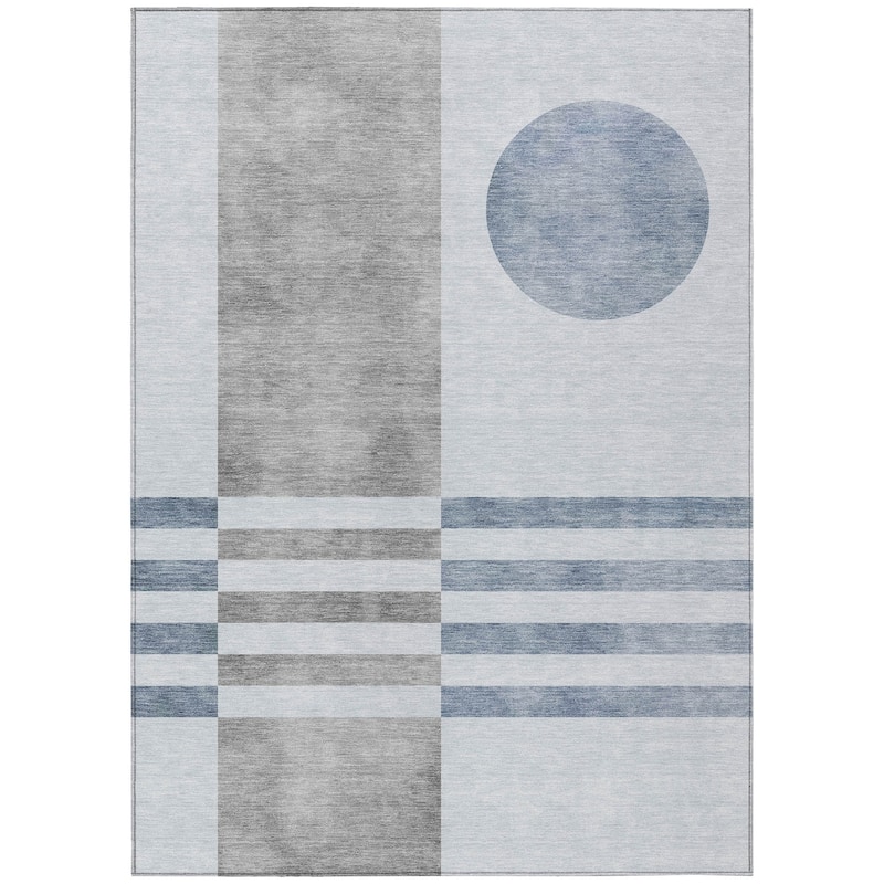 Machine Washable Indoor/Outdoor Modern Fusion Chantille Rug