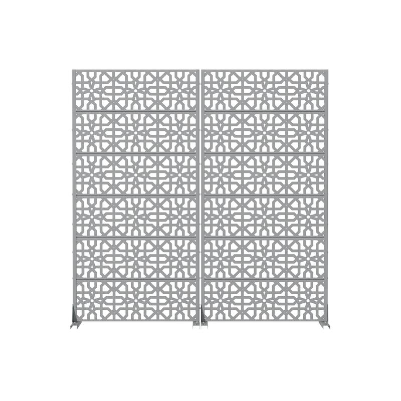 Rectangle Outdoor Privacy Screens Metal Screen Fence Panel Set of 2