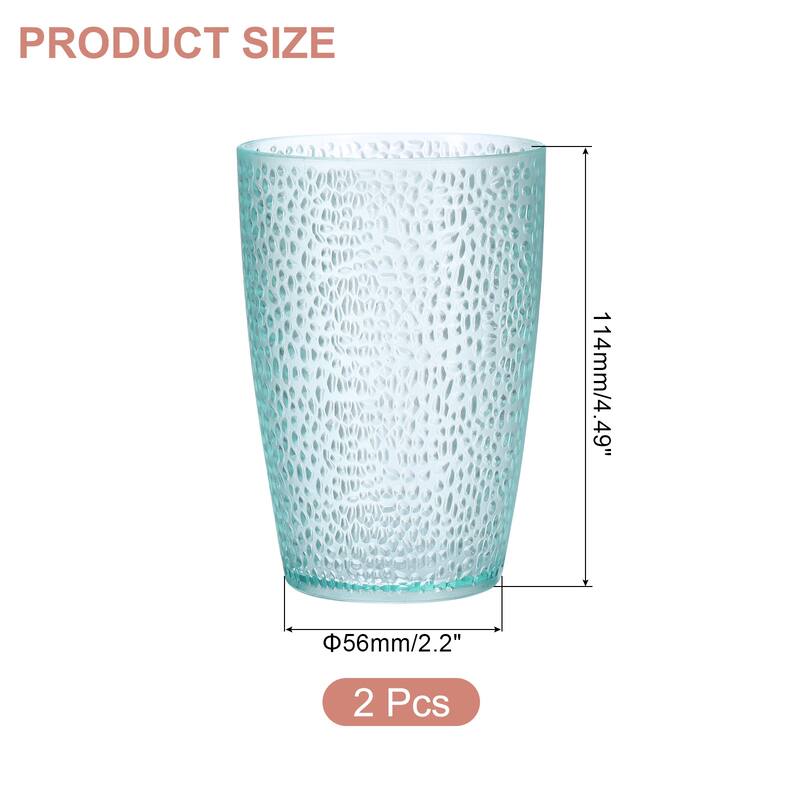 Acrylic Drinking Glasses, 2Pcs Plastic Reusable Tumblers - Light Blue