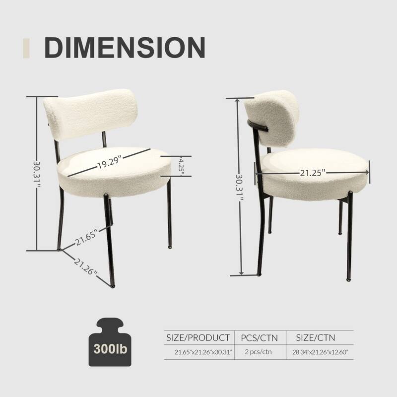 Mid-Century Modern Dining Chairs set, Curved Backrest