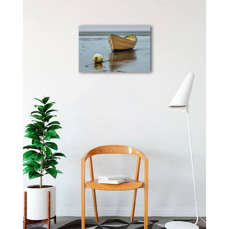 Yellow Dory Boat Waiting for High Tide by Wayne Collamore Art Poster - Print On Demand - 18 x 24 Inch