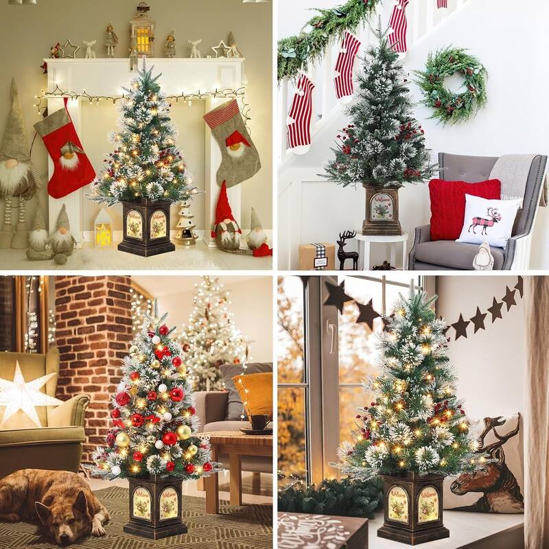 3FT Pre-Lit Artificial Christmas Xmas Tree with 78 LED Lights