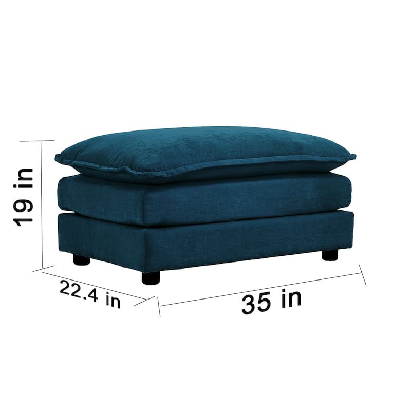 Chenille Fabric Ottomans Footrest to Combine with 2 Seater Sofa, 3 Seater Sofa and 4 Seater Sofa, Chenille - Blue